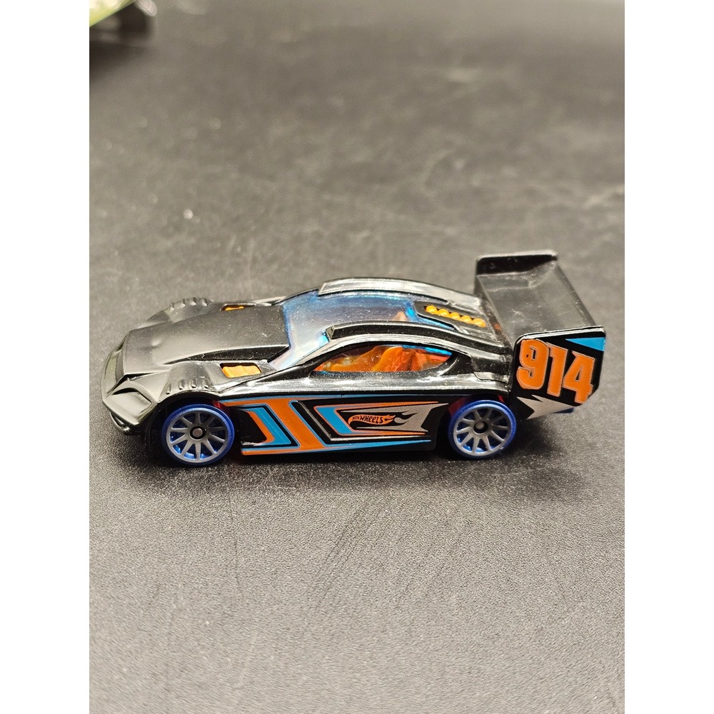 Hot Wheels Time Tracker Black Blue Orange 914 Race Car Diecast 2012 Mattel